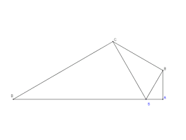 I figuren er det fem punkter, S, A, B, C, D. De danner tre trekanter: SAB, SBC, SCD.